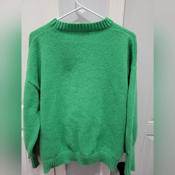 Christmas Vine & Love Sequin Lightbulb Green Sweater Size S - Picture 5 of 5
